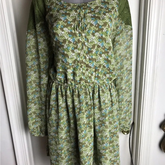 NEW CHARMING CHARLIE Women's ELASTIC WAIST BOHO GREEN FLORAL DRESS-SIZE XL . - Picture 2 of 12